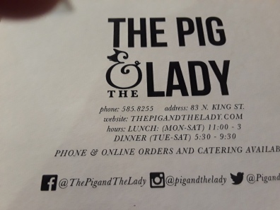 Lady n Pig menu